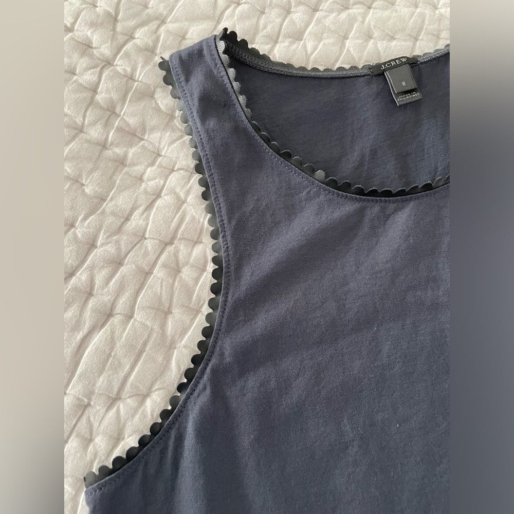 J. Crew faux-leather scalloped trim tank top - Picture 3 of 4